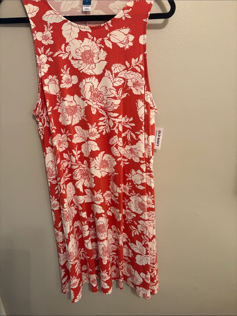 Old Navy Red & White Floral Tank Dress